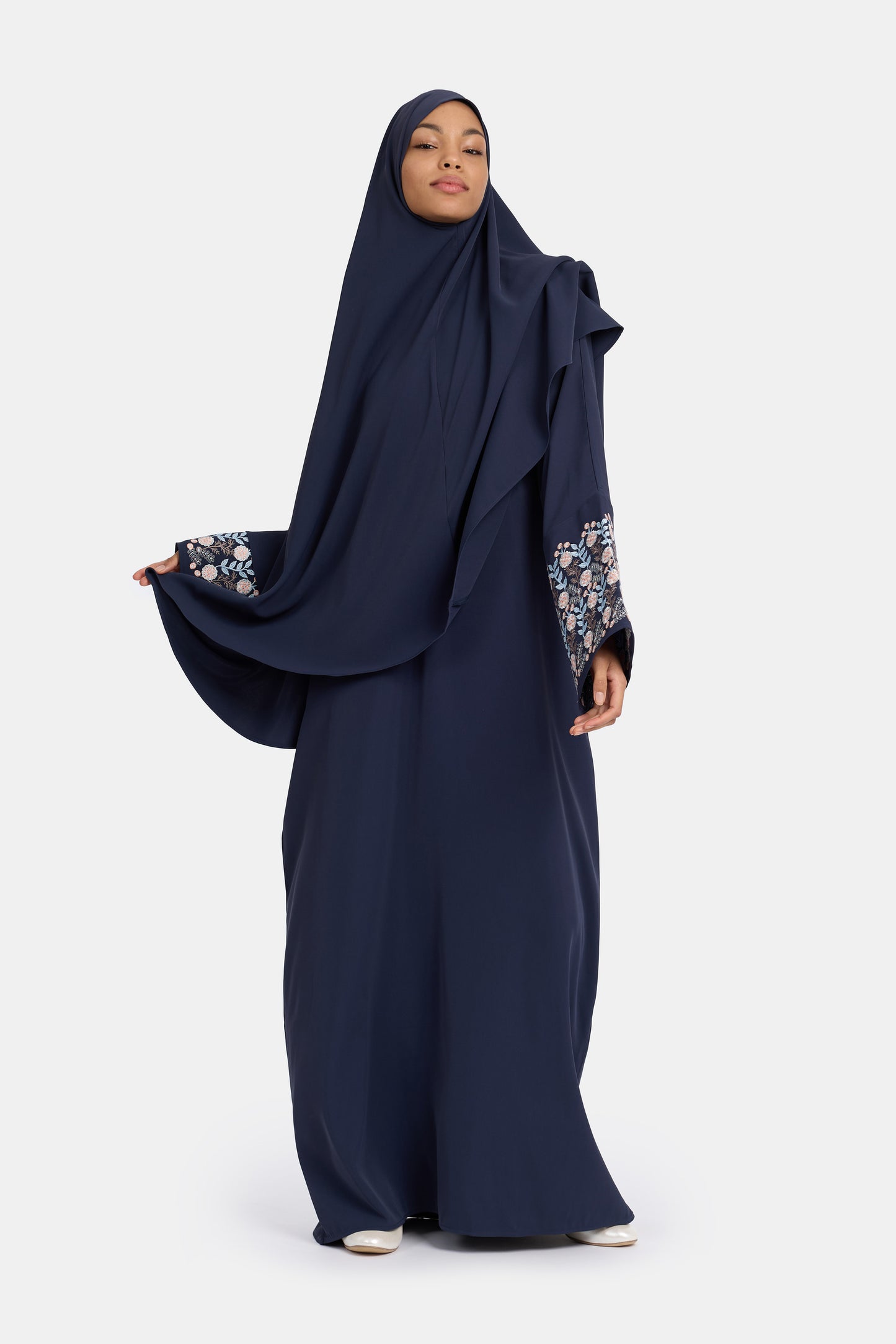 Khimar (Floral embroidery) - Navy