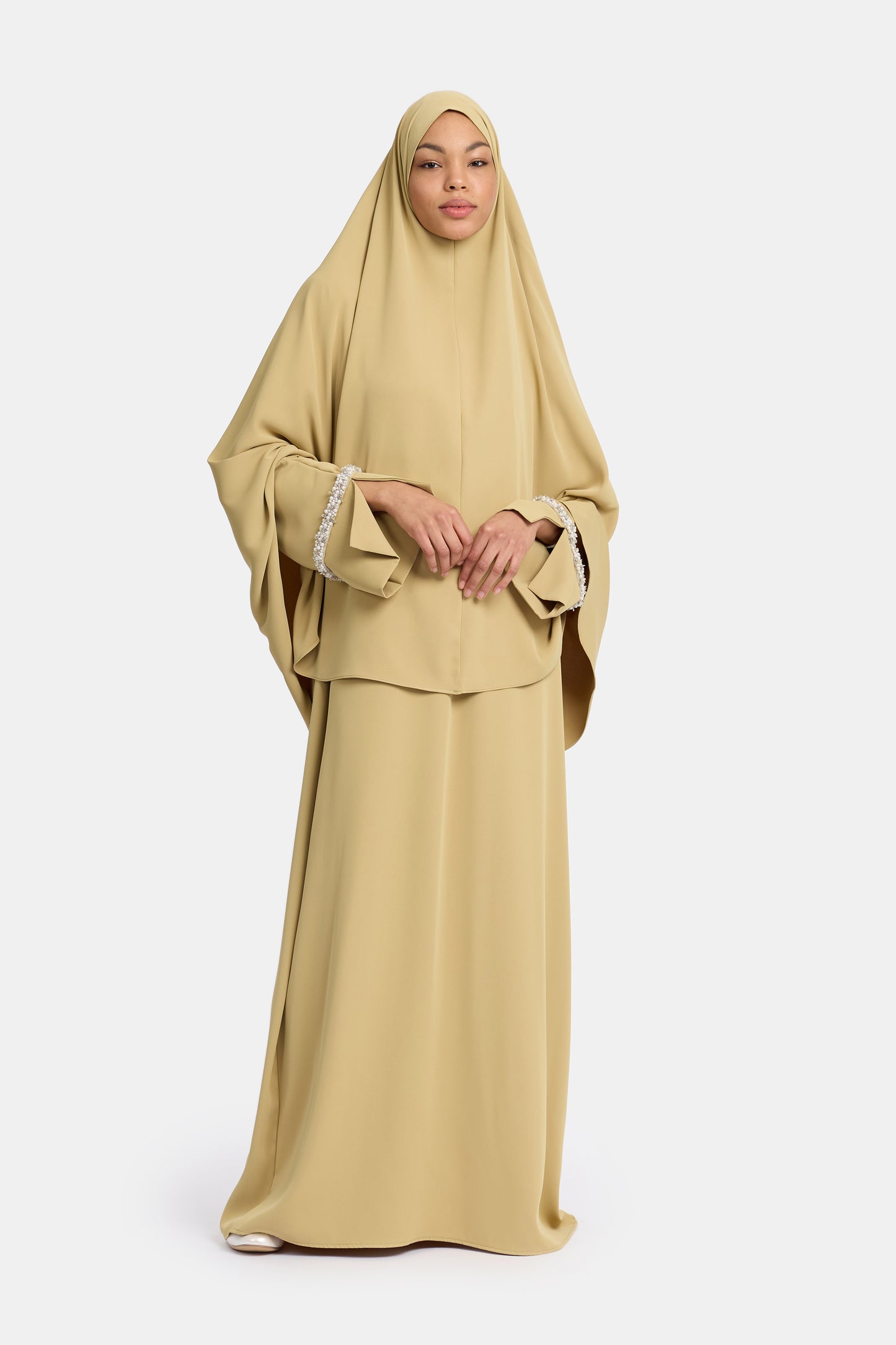 Pearl abaya - Golden green