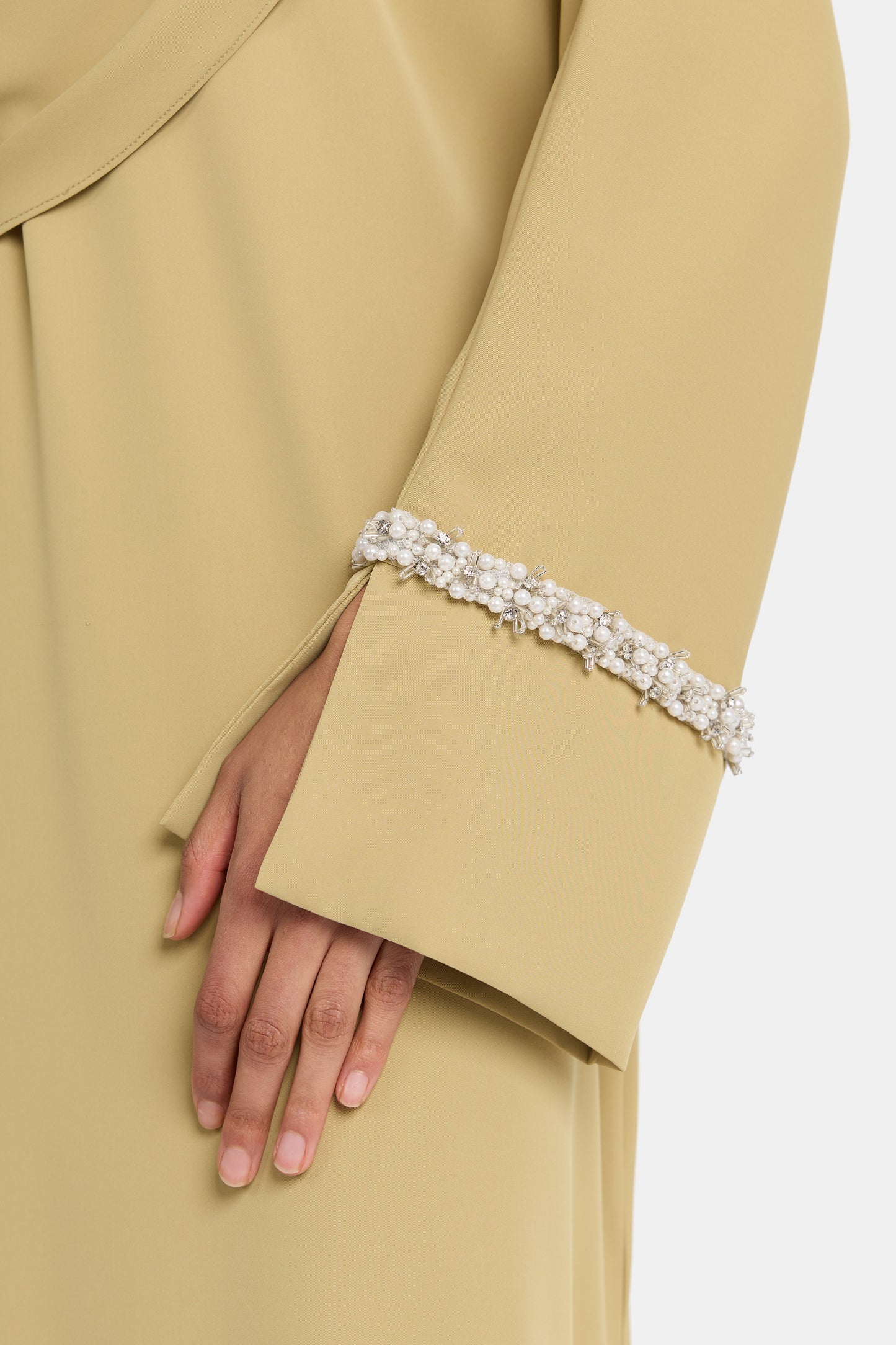 Pearl abaya - Golden green