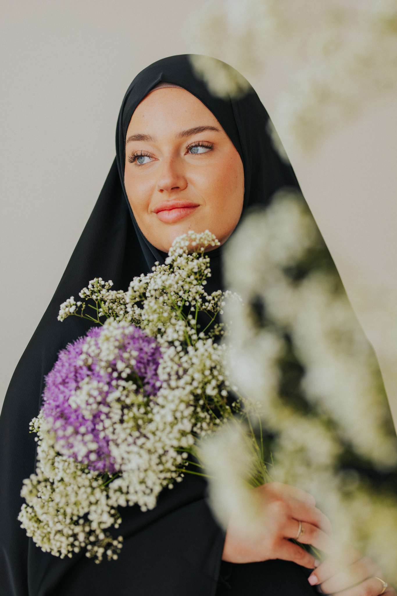 Satin khimar (lightweight) - Onyx