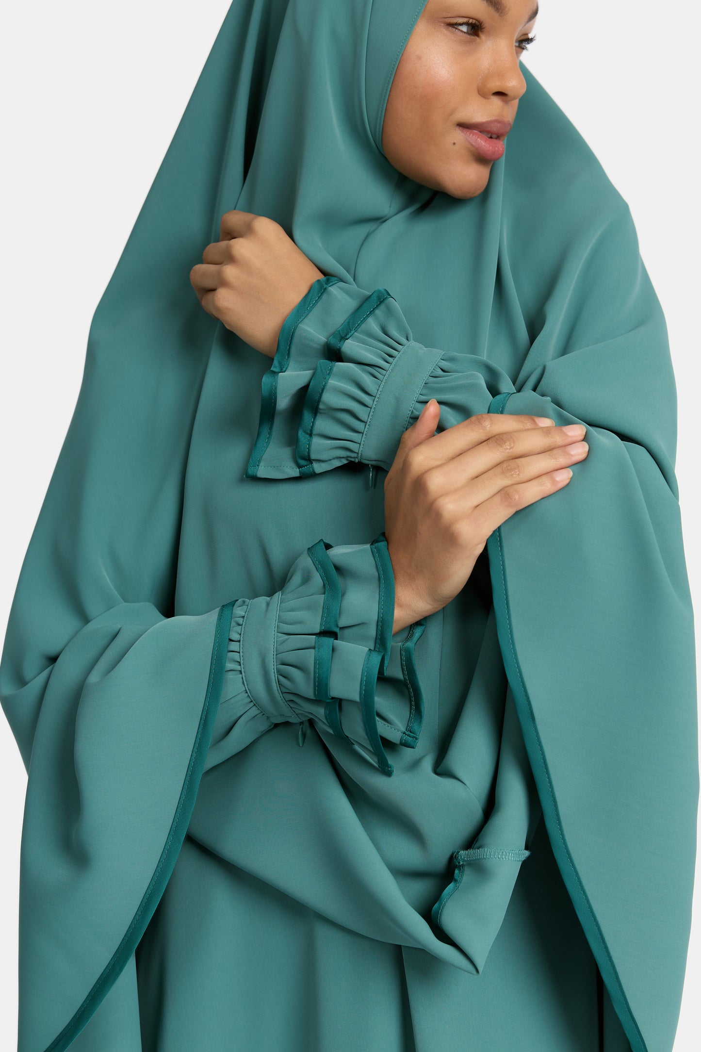 Satin Contour Khimar - Pure Teal