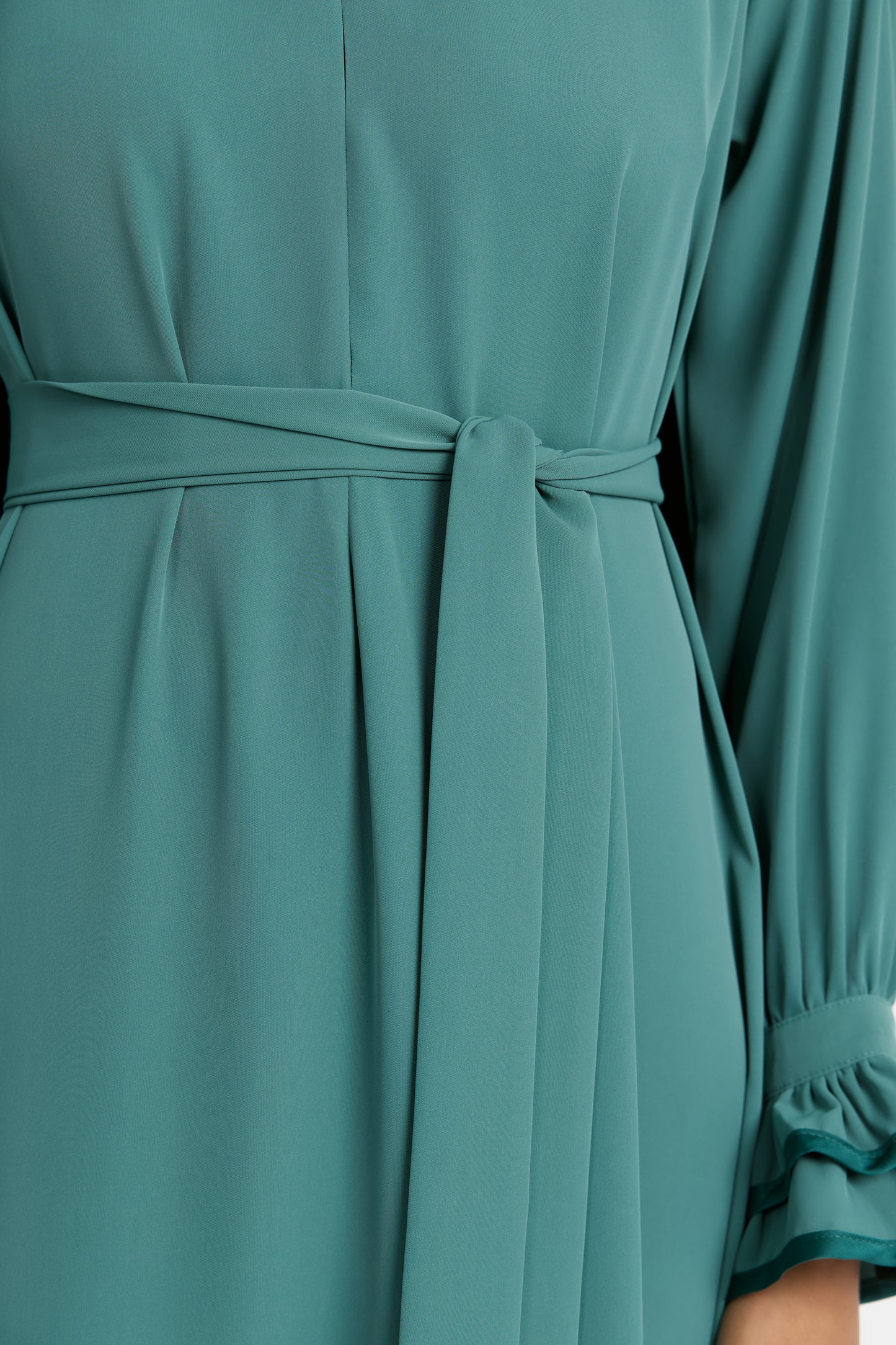 Satin Contour Abaya - Pure Teal