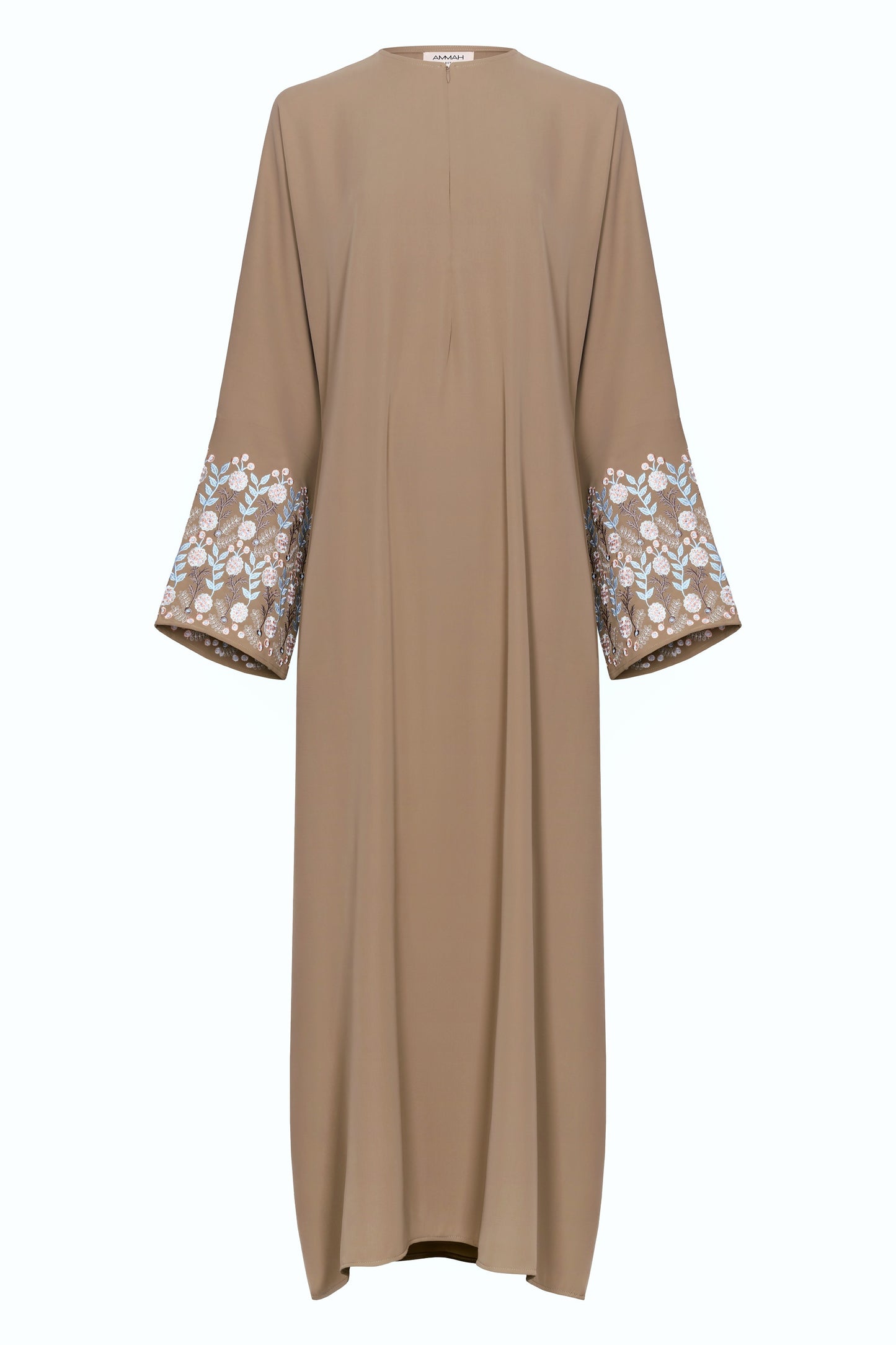 Floral embroidery abaya - Mocha