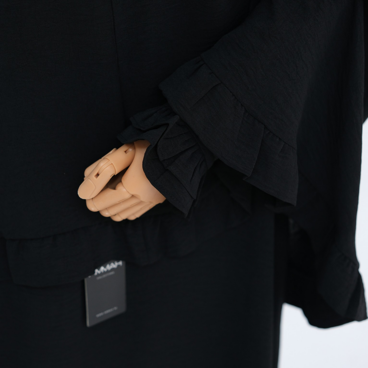 Ruffle abaya - Black