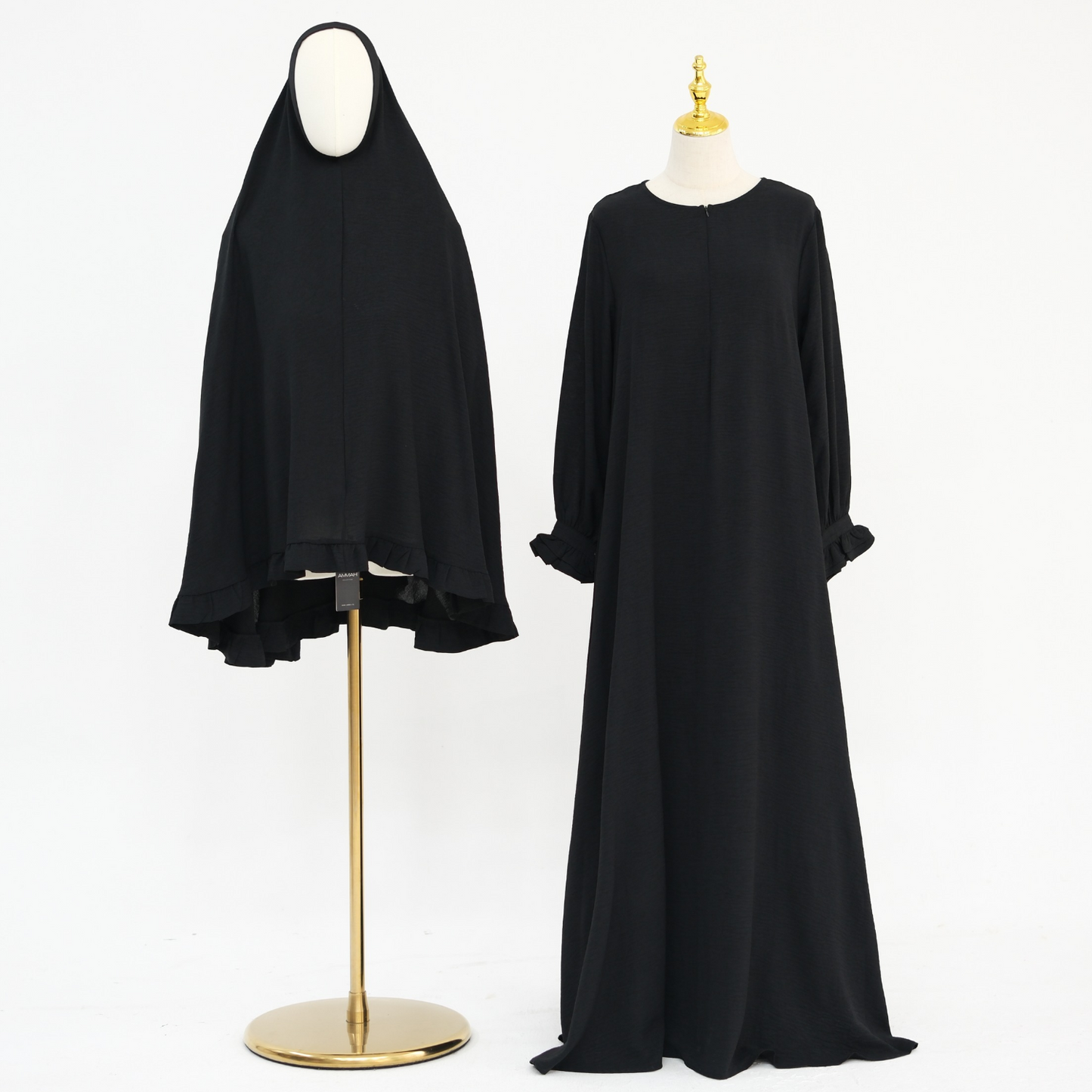 Ruffle abaya - Black